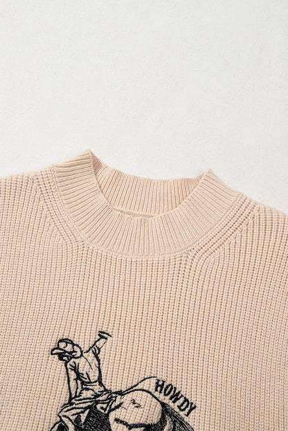 Western Howdy Cowboy Mock Neck Sleeveless Sweater