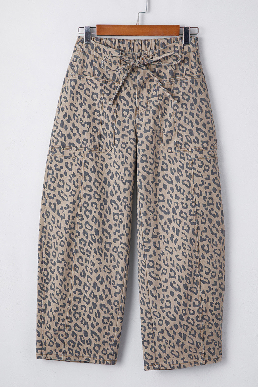 Camo & Leopard Denim Drawstring Waist Barrel Jeans