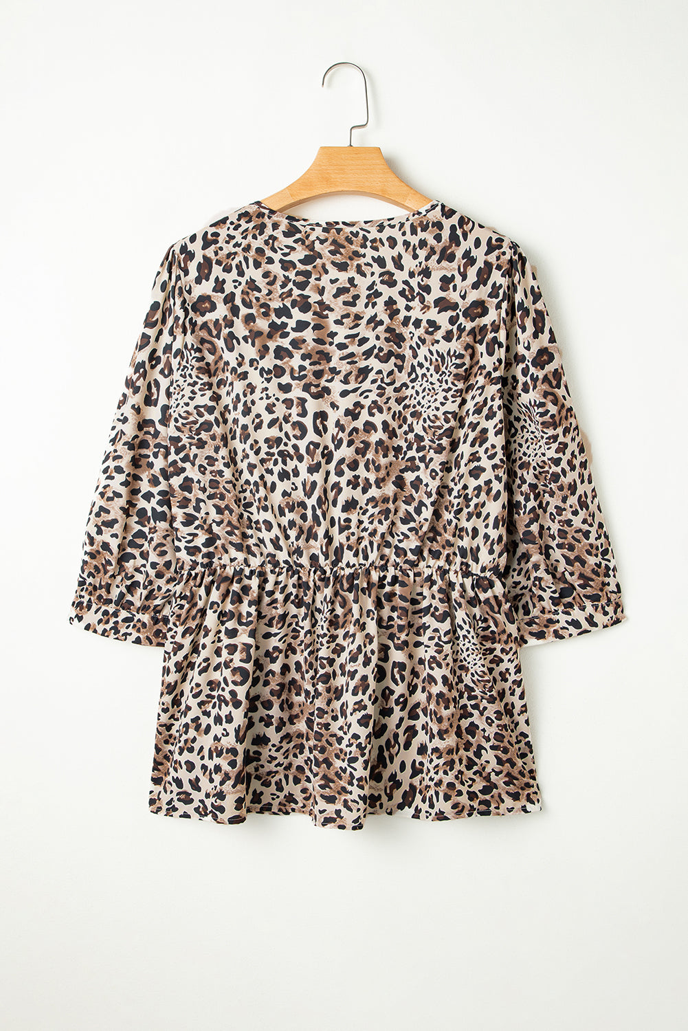 Plus Size Leopard 3/4 Sleeve Blouse