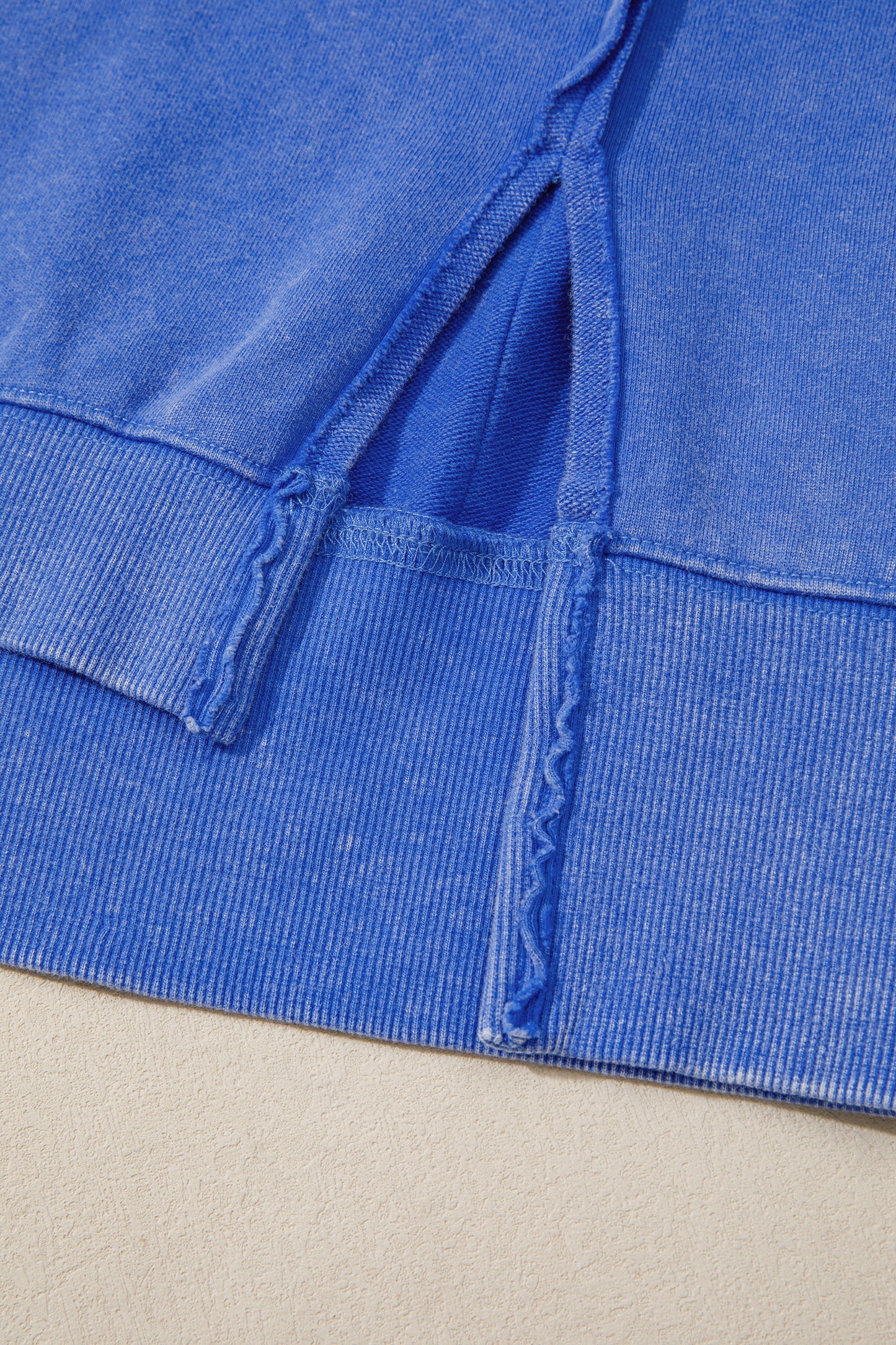 Solid Mineral Wash Split Hem Tunic Sweatshirt