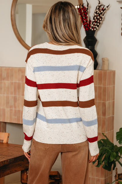 Stripe Drop Shoulder Exposed Seam Sweater