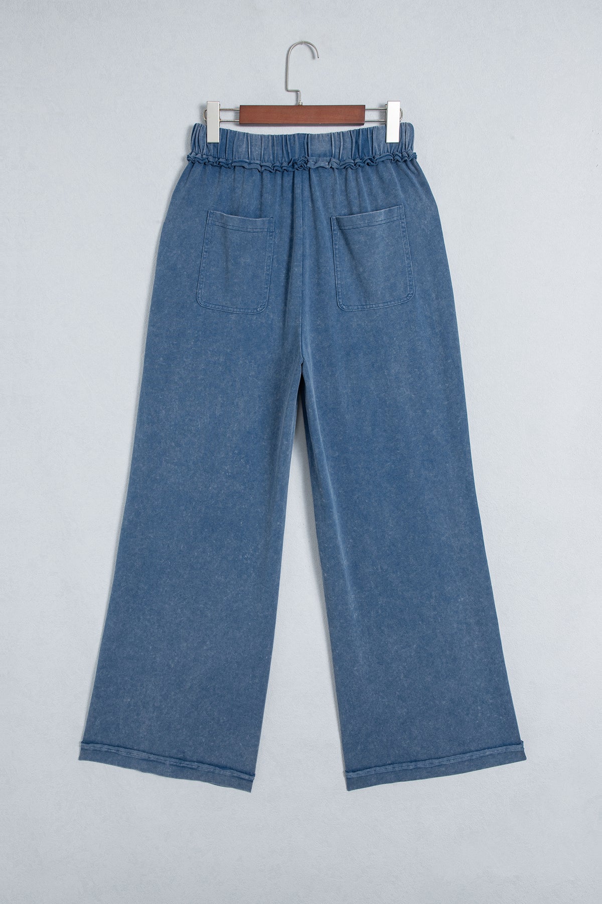 Mineral Wash Seam Detail Flared Drawstring Pants