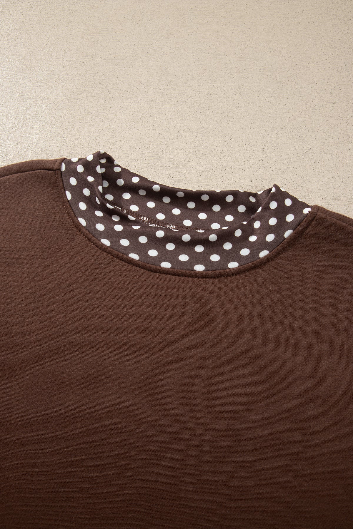 Polka Dot Contrast Trim Mock Neck Sweatshirt