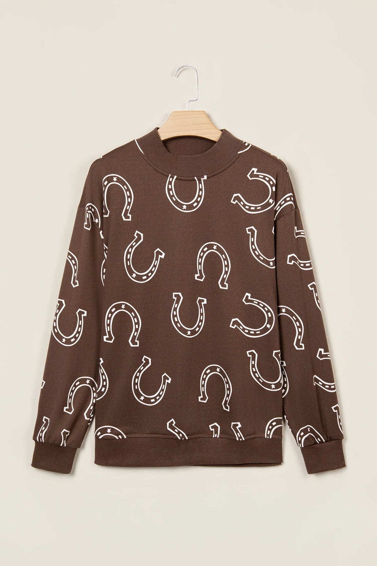 Western Horseshoe Graphic Mock Neck Sweatshirt