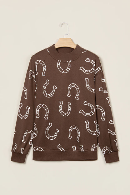 Western Horseshoe Graphic Mock Neck Sweatshirt
