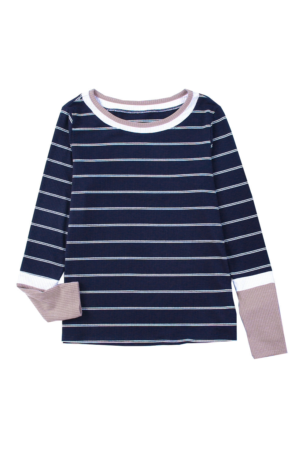 Stripe Colorblock Ribbed Pullover Top