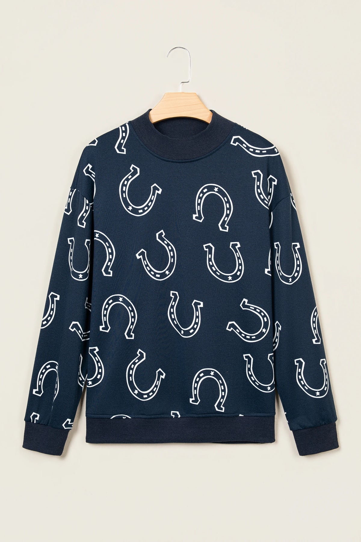 Western Horseshoe Graphic Mock Neck Sweatshirt