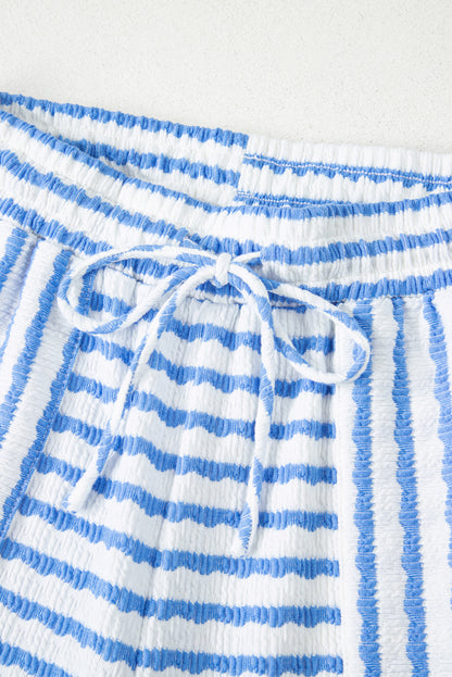 Stripe Knitted Top & Drawstring Shorts Set