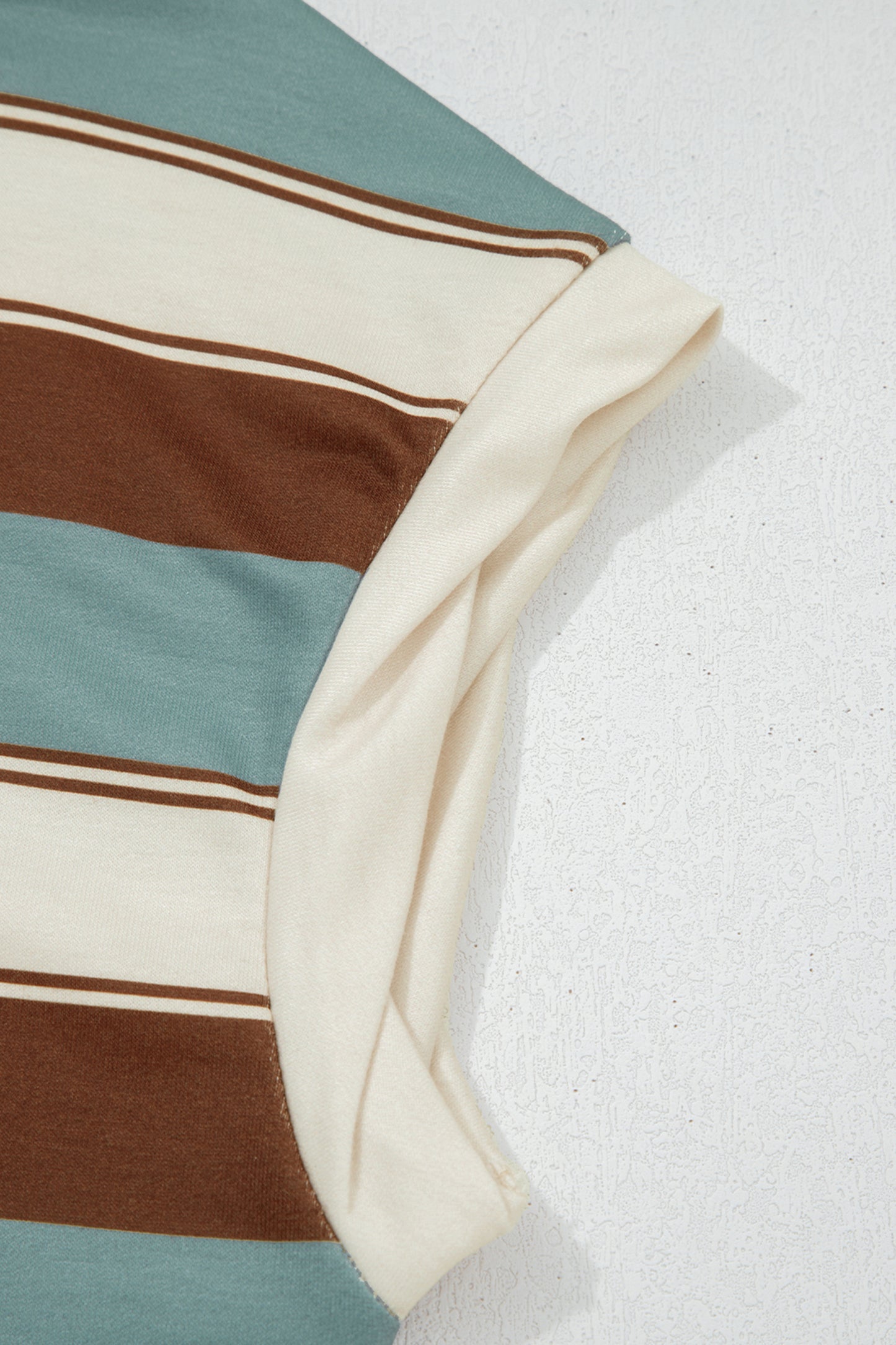 Stripe Polo Collar Tee and Patchwork Shorts Set