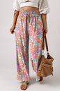 Floral Smocked High Waist Pants