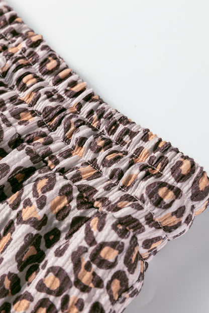 Leopard Ribbed Long Sleeve Top and Shorts Set