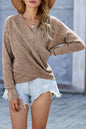 Waffle Knit Wrap V-Neck Sweater