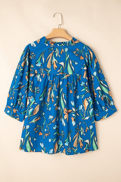 Plus Size Floral 3/4 Sleeve Blouse