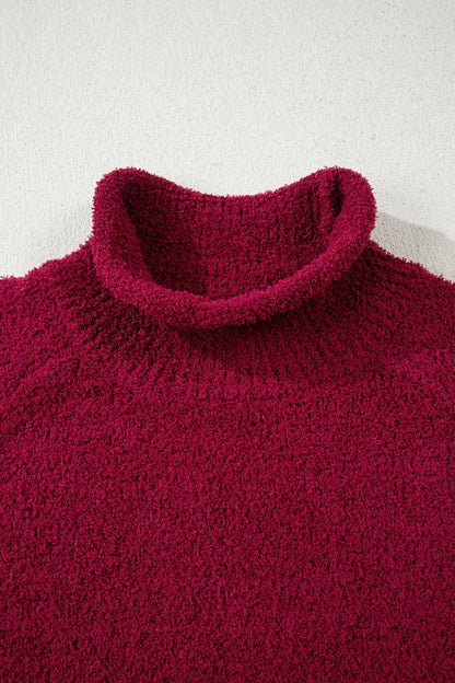 Solid Popcorn Knit Mock Neck Sweater