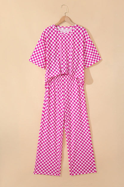 Checker Short Sleeve Tee & Pants Lounge Set