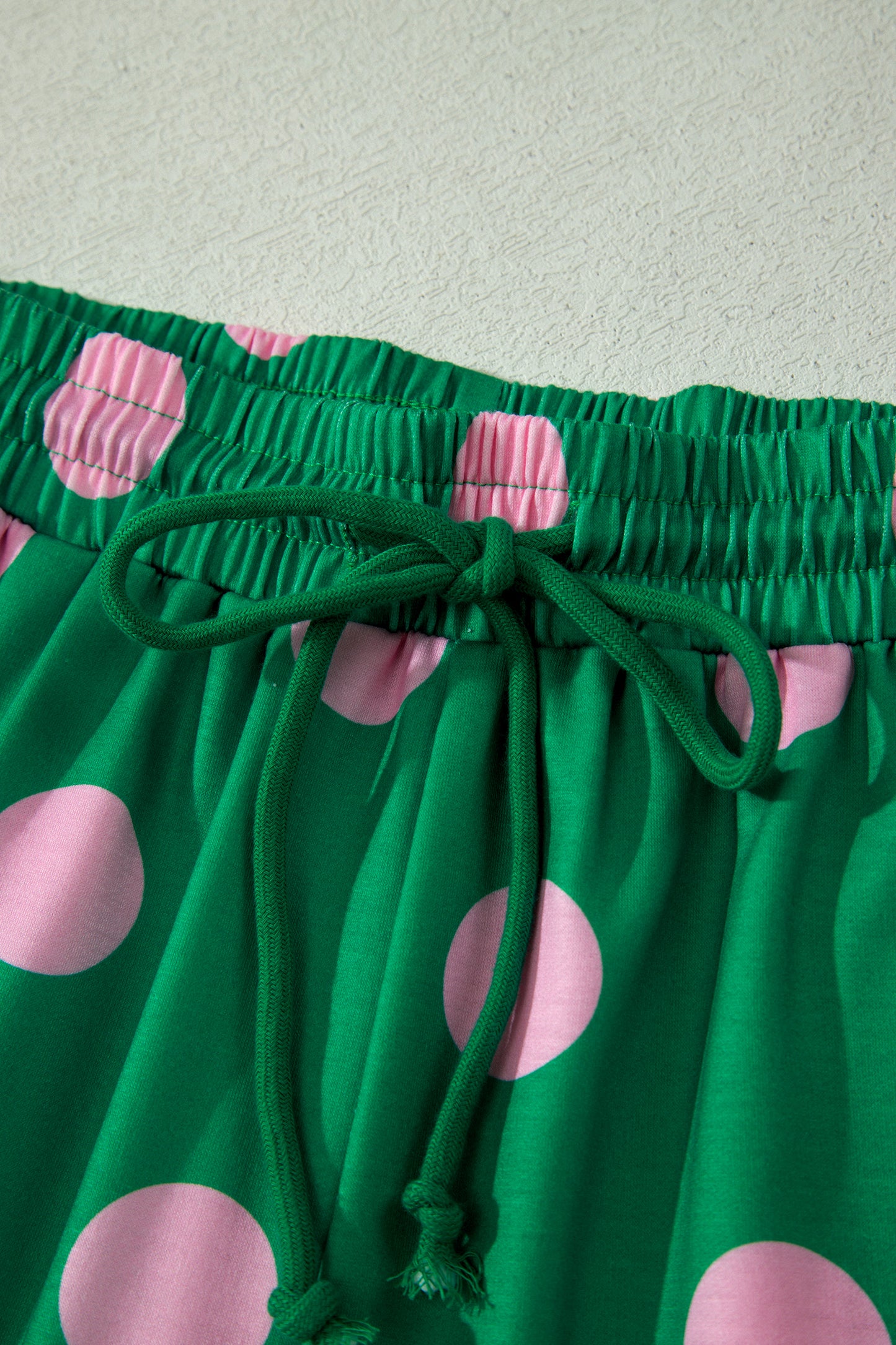 Polka Dot V-Neck Tee & Drawstring Shorts Set