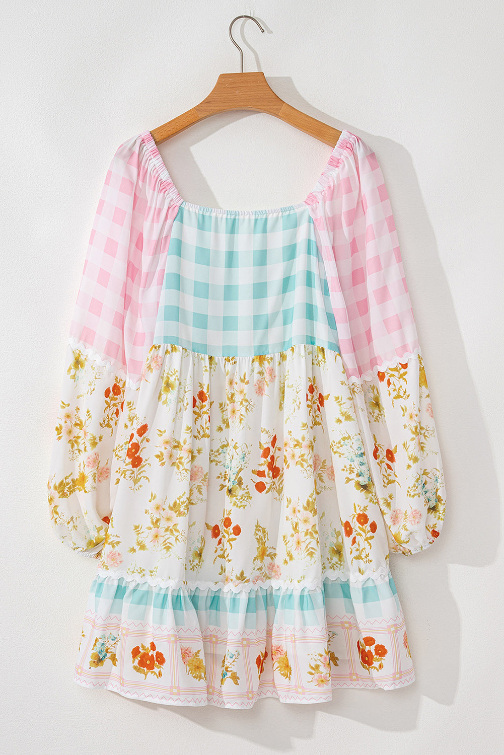 Floral Ric Rac Bubble Sleeve Dress