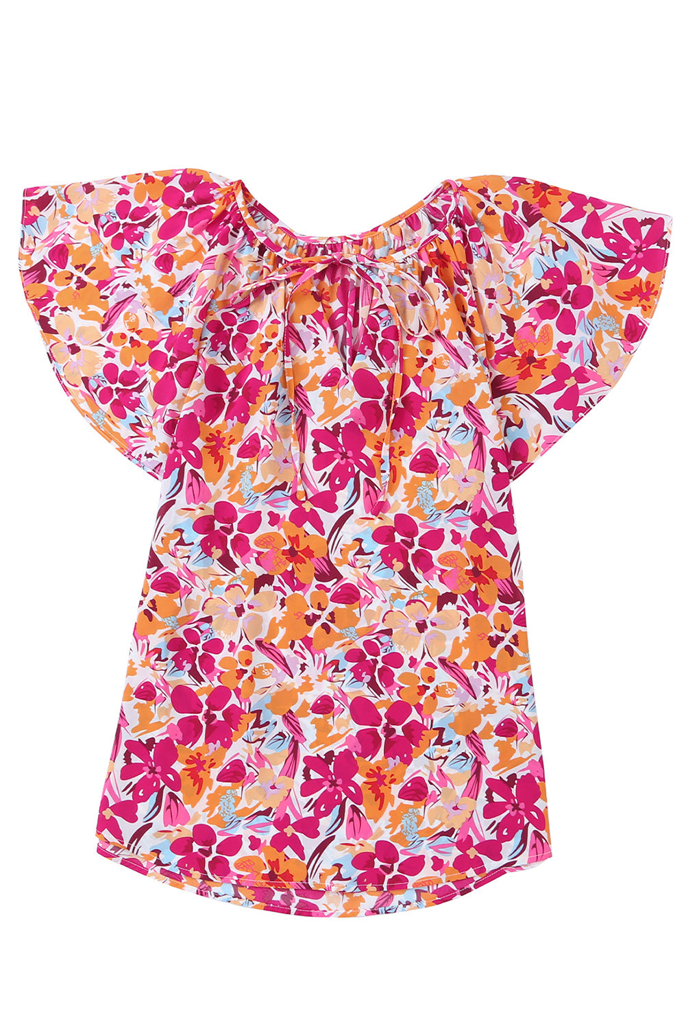 Floral Flutter Sleeve V-Neck Top