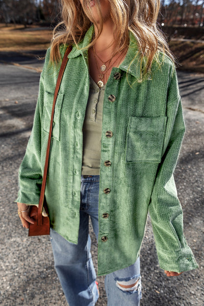 Corduroy Patch Pocket Buttoned Shacket