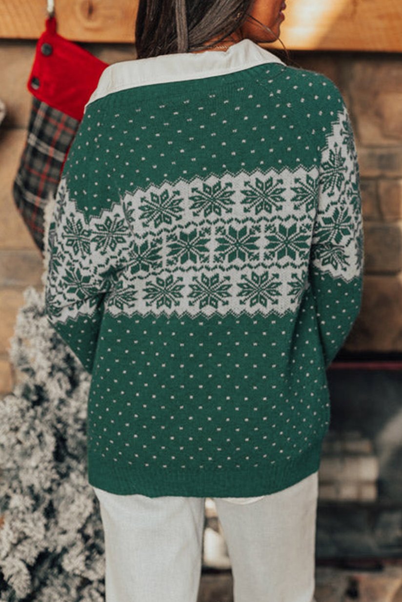 Plus Size Snowflake Drop Shoulder Christmas Sweater