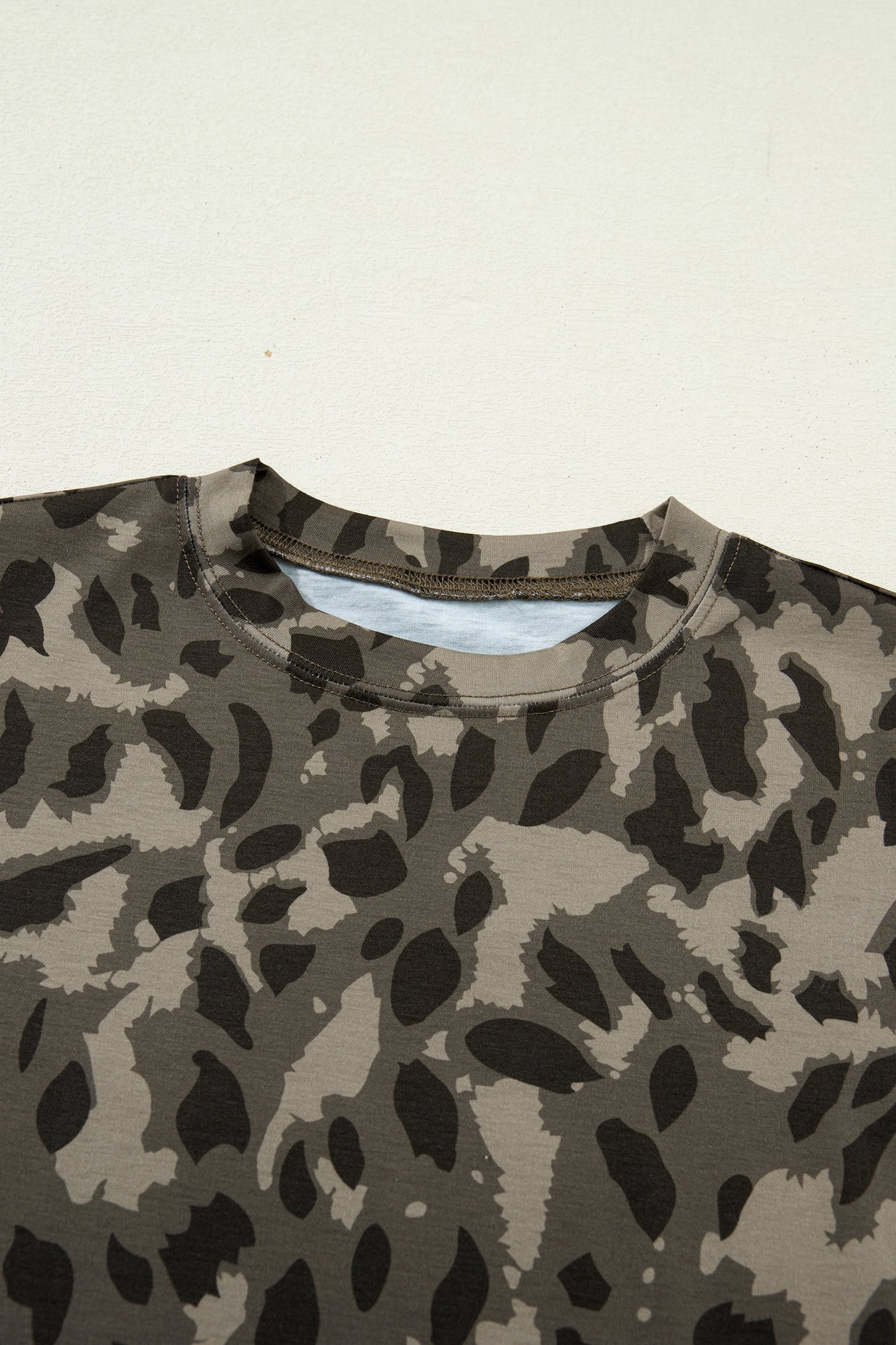 Leopard Mock Neck Short Sleeve Tee
