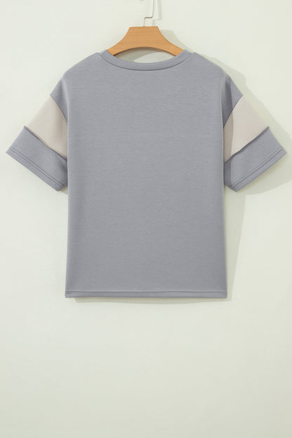 Camo Colorblock Raw Seam Short Sleeve Tee