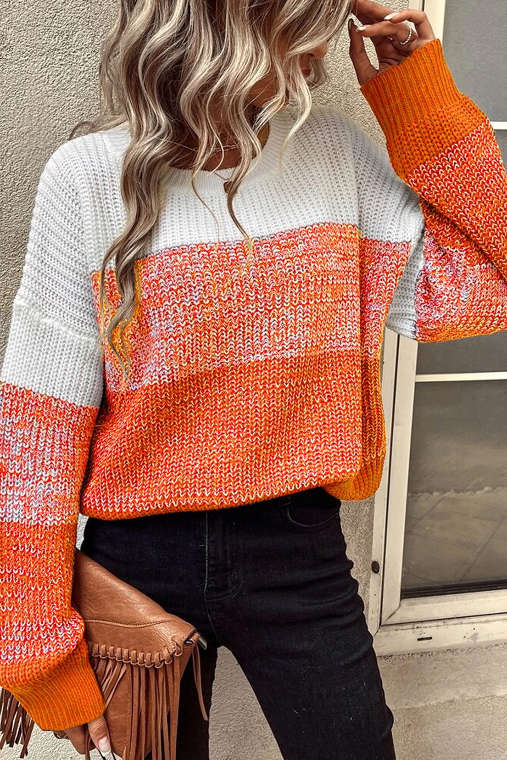 Colorblock Drop Shoulder Sweater