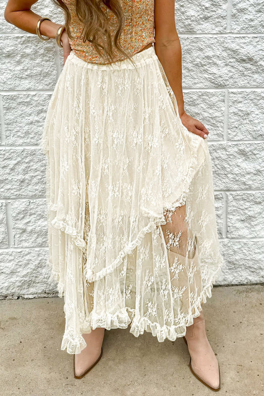 Lace High Waist Maxi Skirt