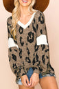 Leopard Colorblock Puff Sleeve Top