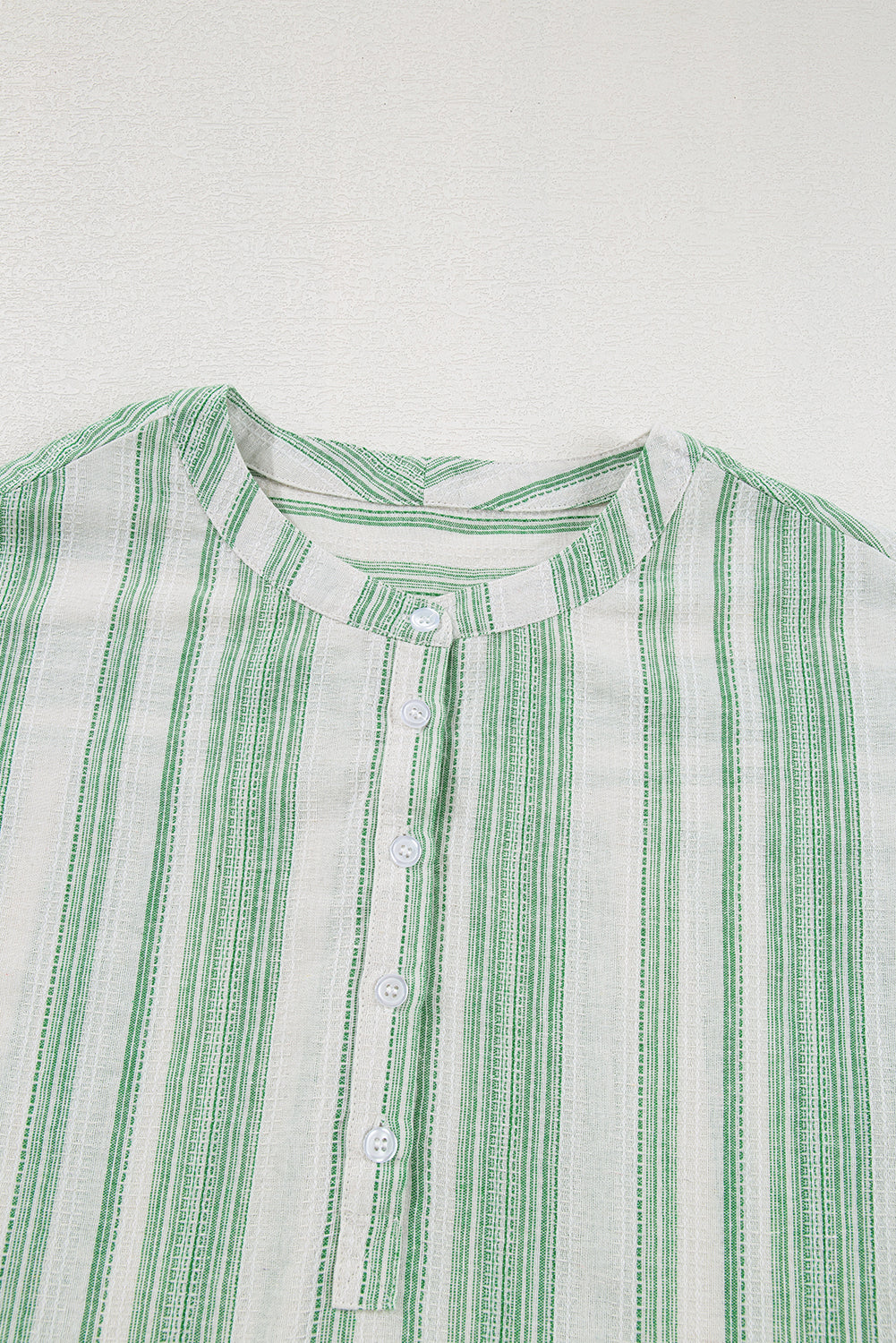 Stripe Half Buttoned Short Sleeve Blouse