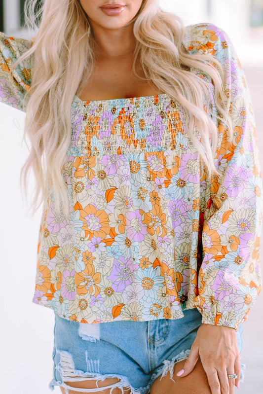 Floral Puff Sleeve Babydoll Blouse