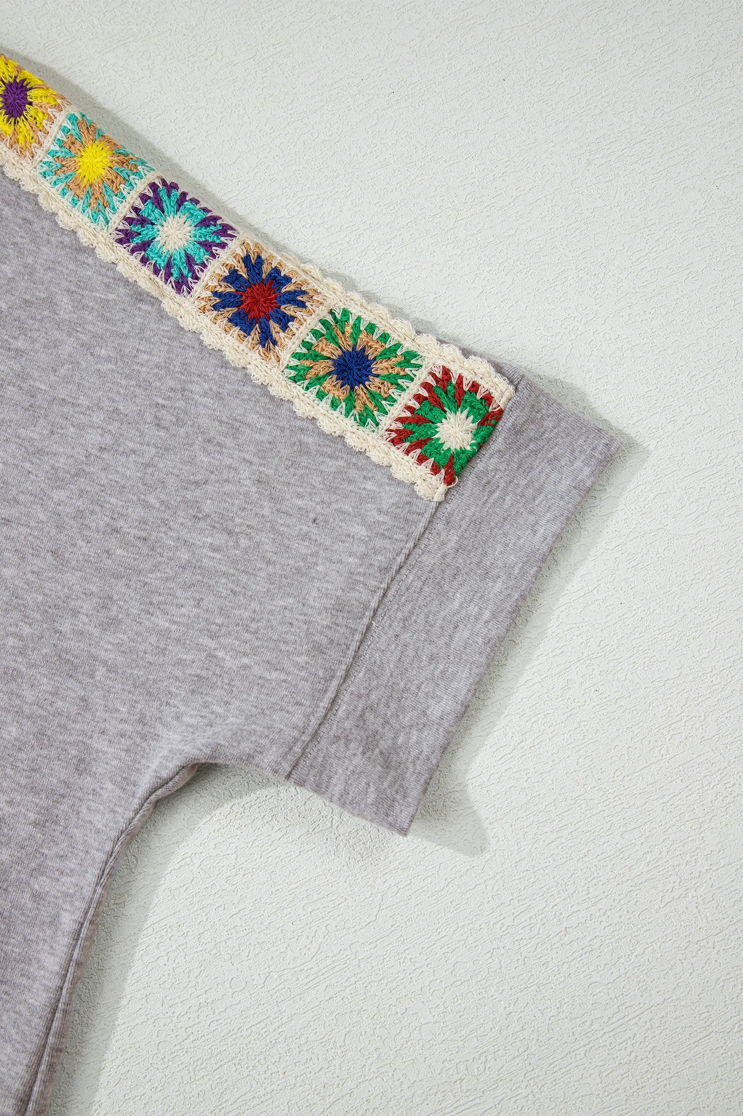 Crochet Trim Dolman Sleeve T-Shirt