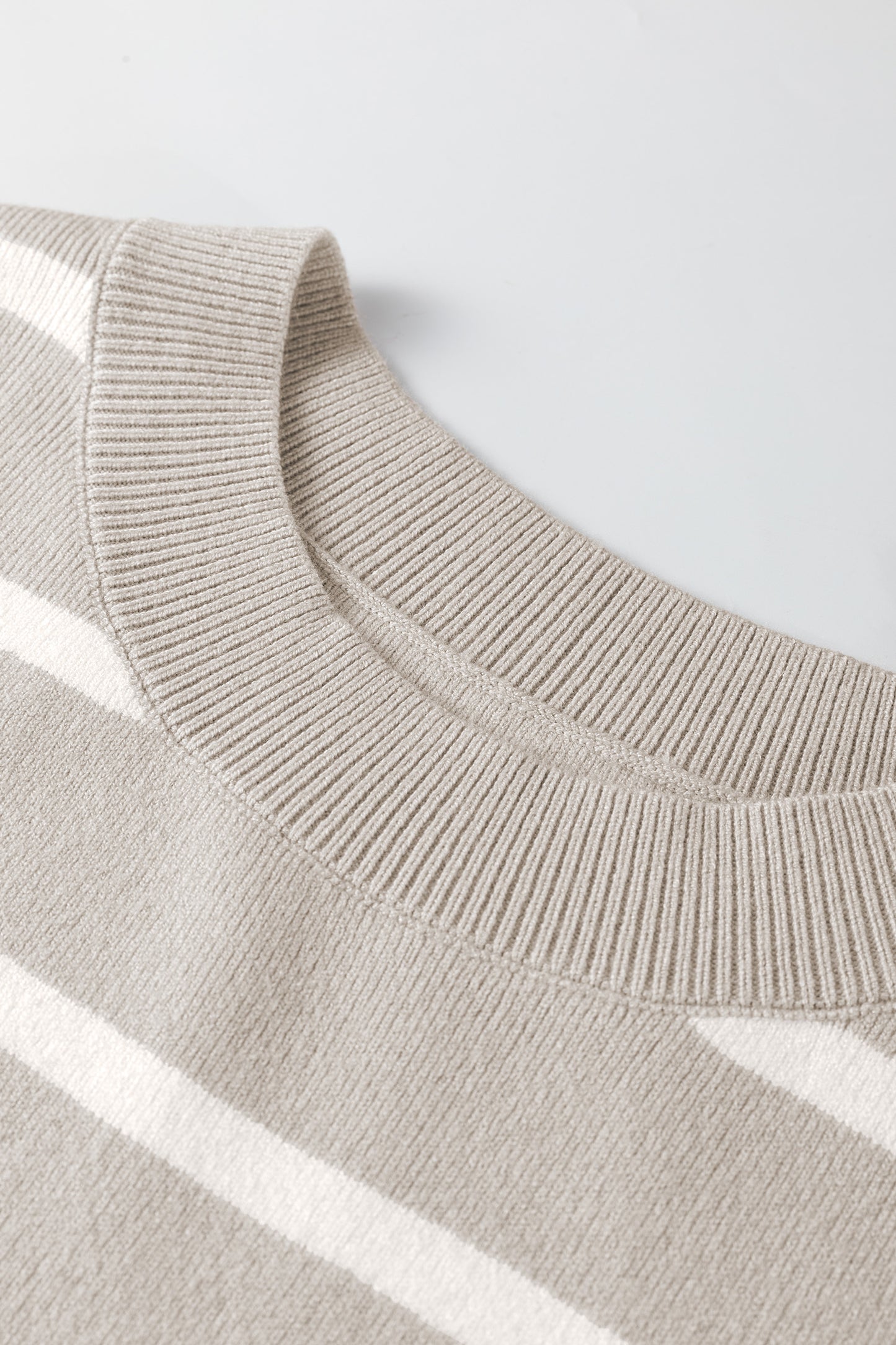 Stripe Side Slit Short Sleeve Sweater Tee