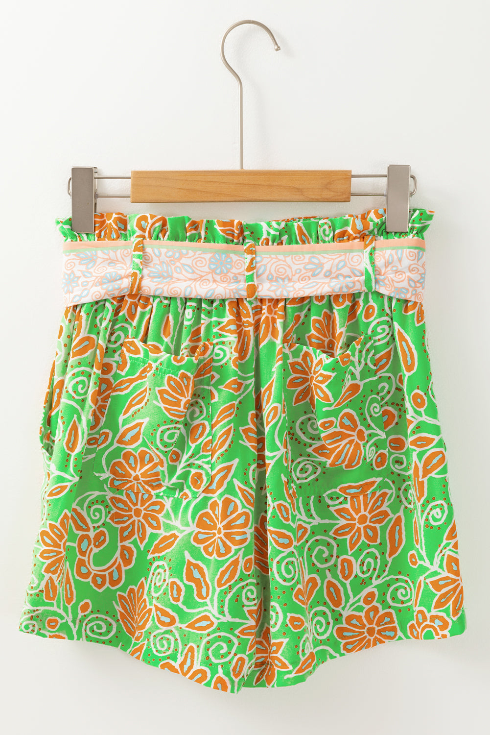 Floral High Waist Belted Shorts