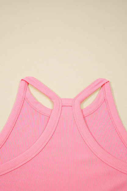 Solid Tank Top & Elastic Waist Mini Skort Set