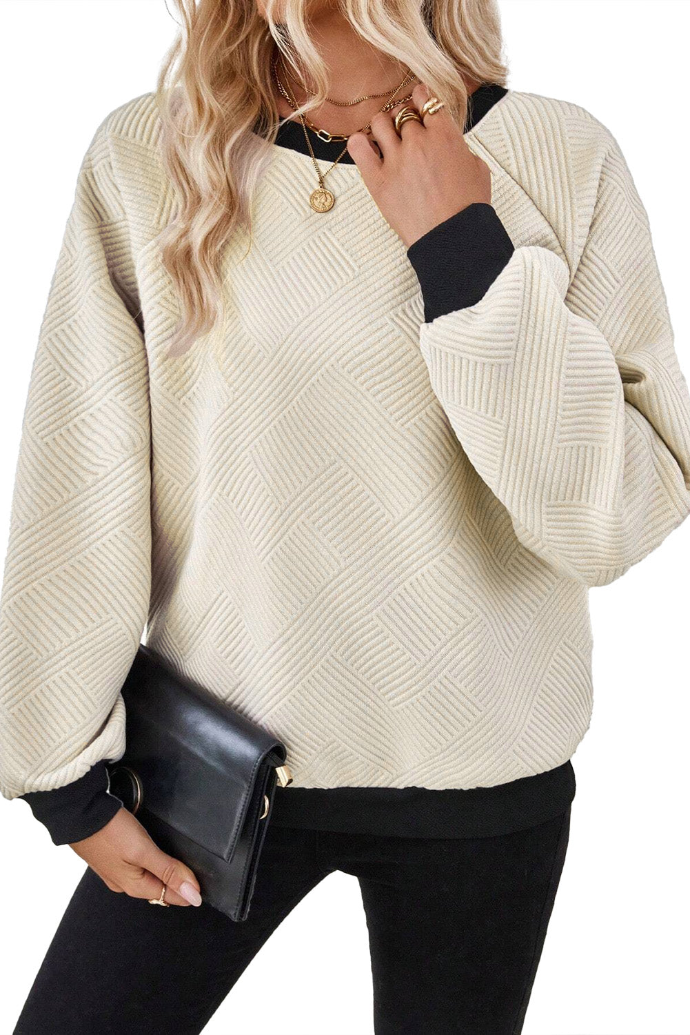 Colorblock Trim Raglan Sleeve Top