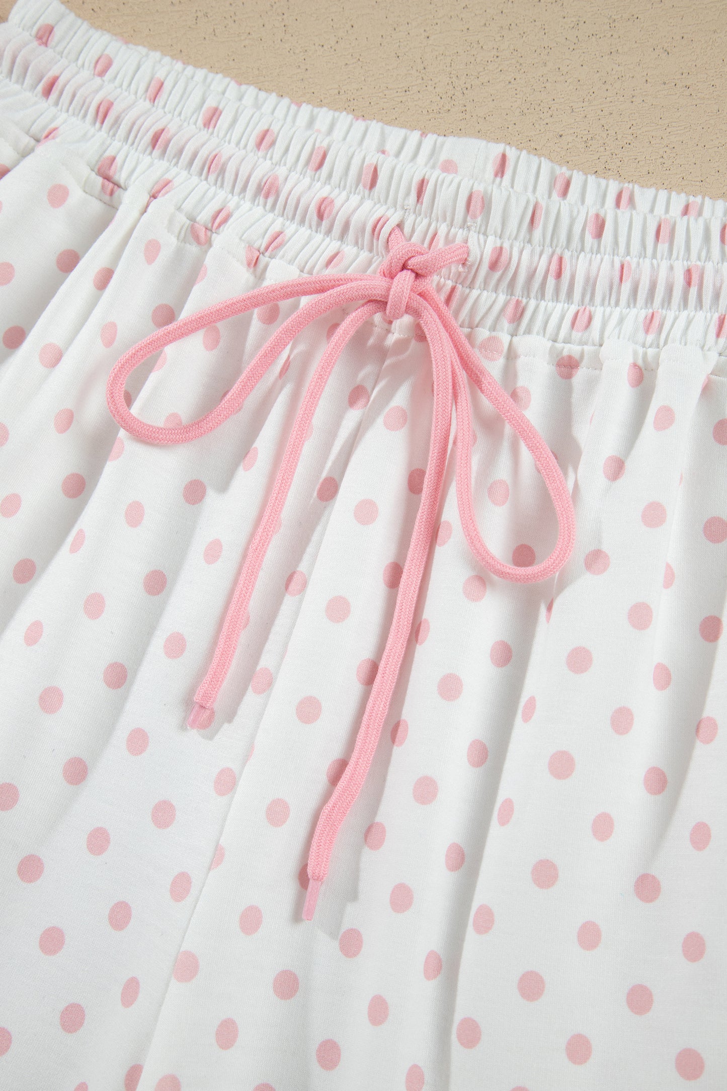 Polka Dot Patchwork Crop Sweatshirt & Pants Set