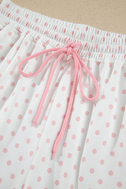 Polka Dot Patchwork Crop Sweatshirt & Pants Set