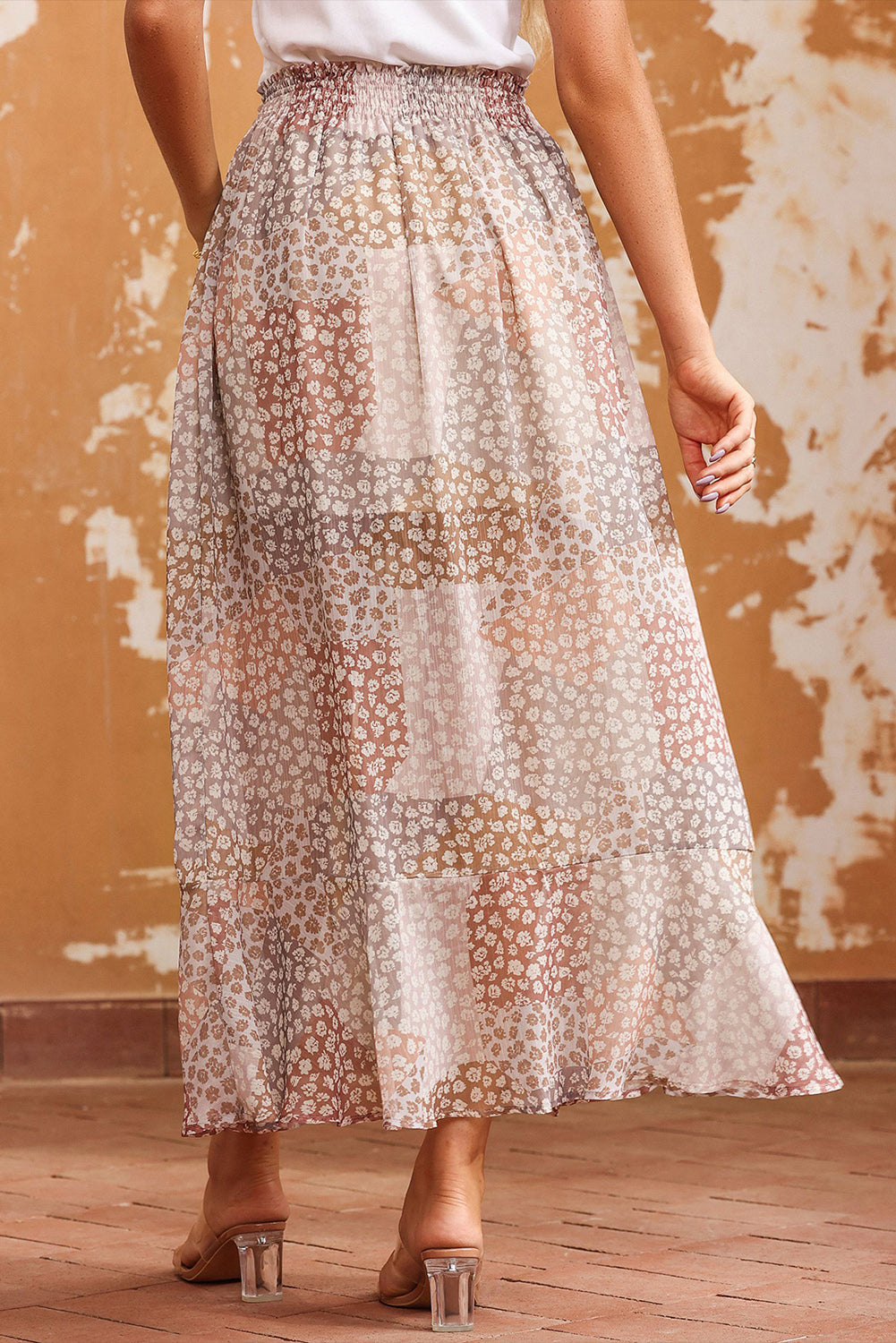 Floral Smocked Waist Maxi Skirt