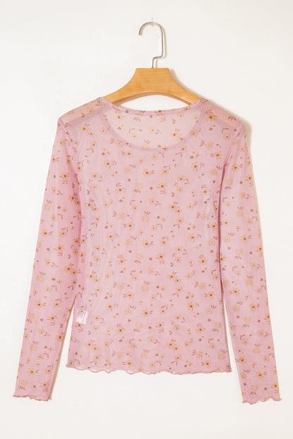 Floral Mesh Long Sleeve Top