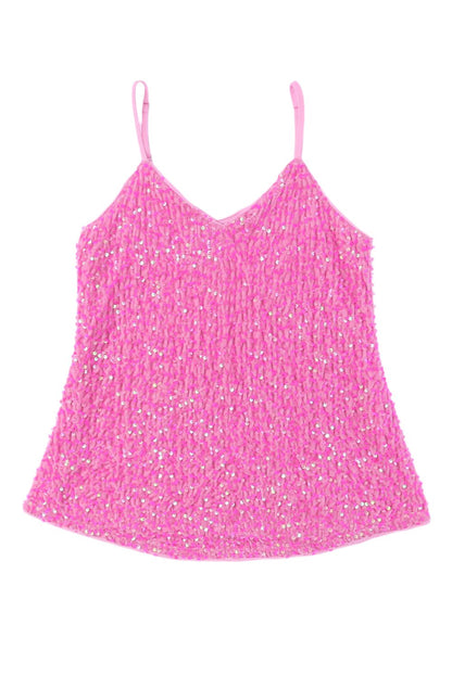 Sequin Adjustable Straps Tank Top