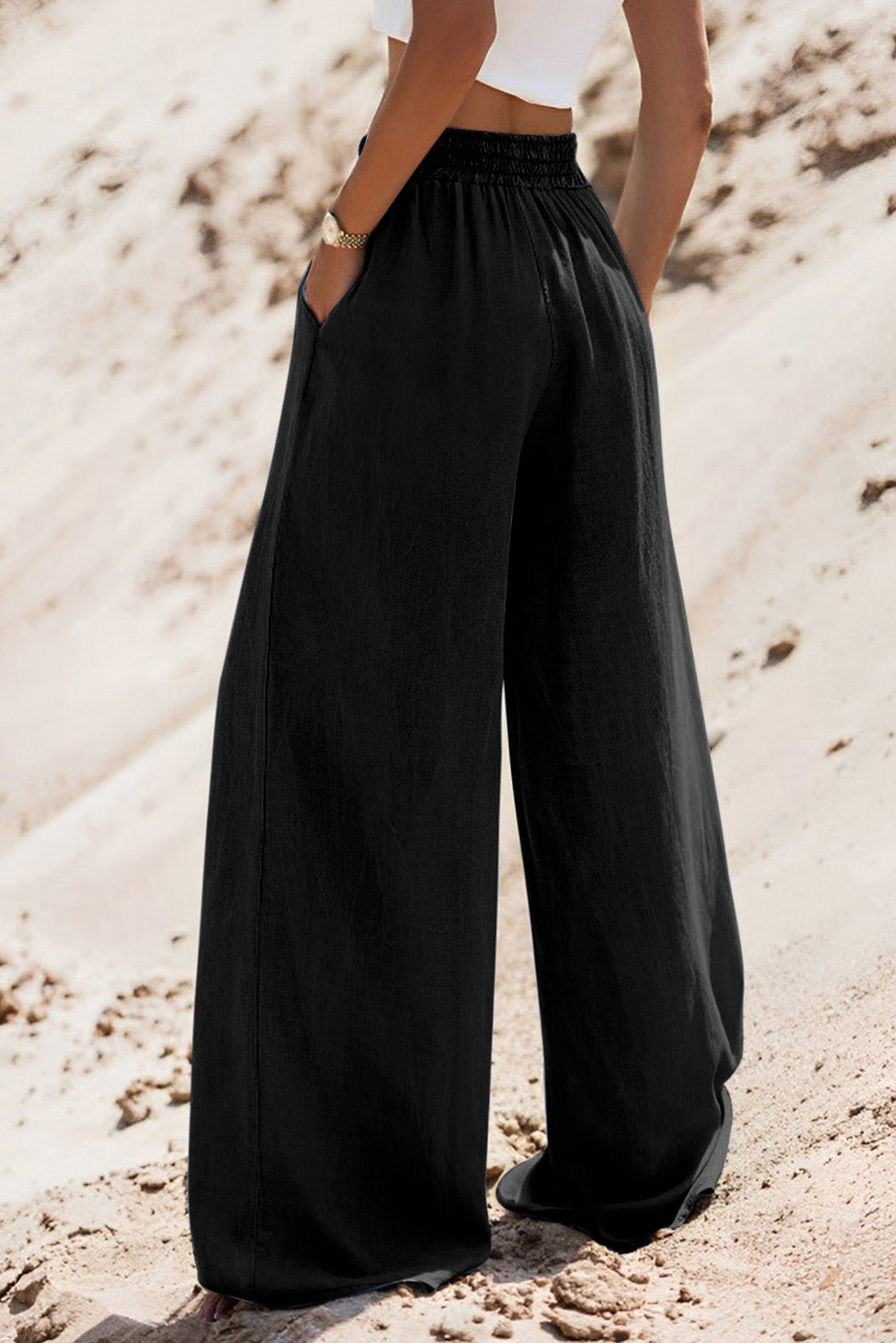 Denim High Waist Drawstring Pants