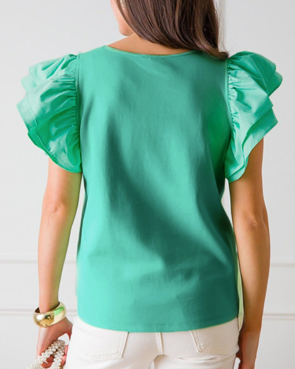 Flutter Sleeve Square Neck Top