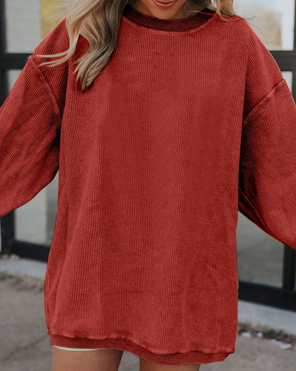 Ribbed Long Sleeve Oversized Sweatshirt