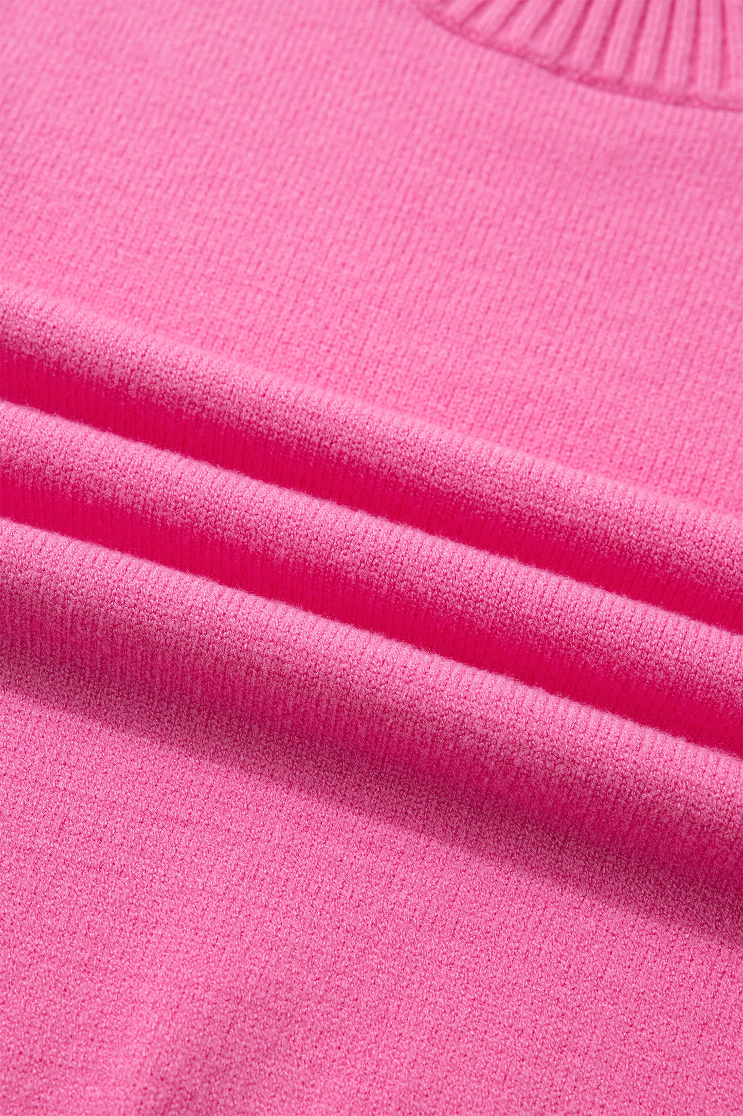 Solid Ruffle Sleeve Round Neck Ribbed Sweater