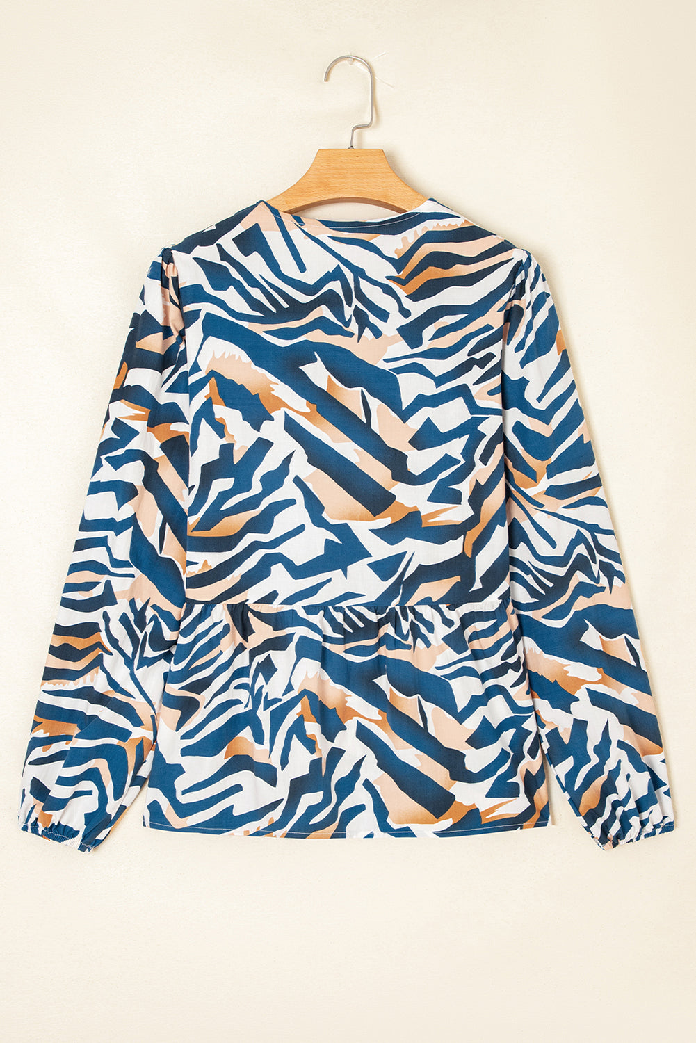 Zebra Tied Front Puff Sleeve Top