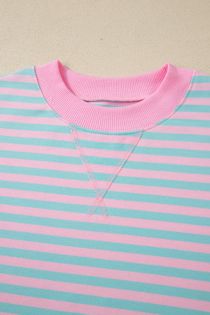 Stripe Colorblock Pullover & Pull-On Shorts Set
