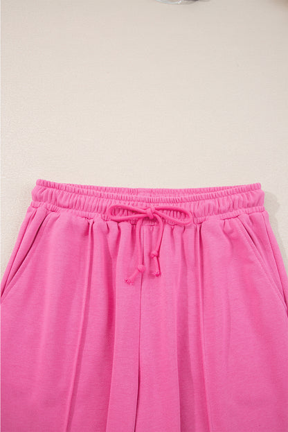 Solid Collared Top and Central Seam Pants Set