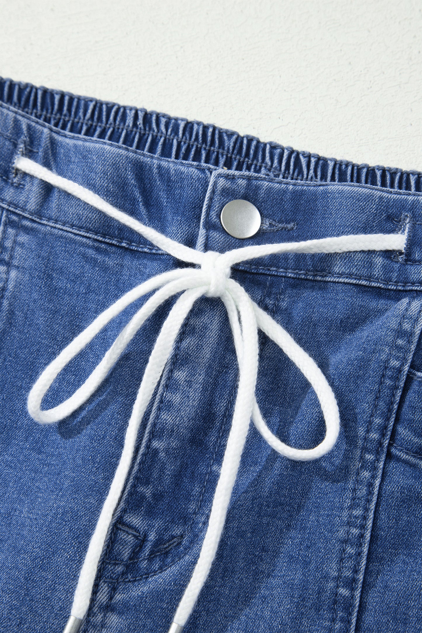 Drawstring Waist Ankle Length Regular Fit Denim Pants
