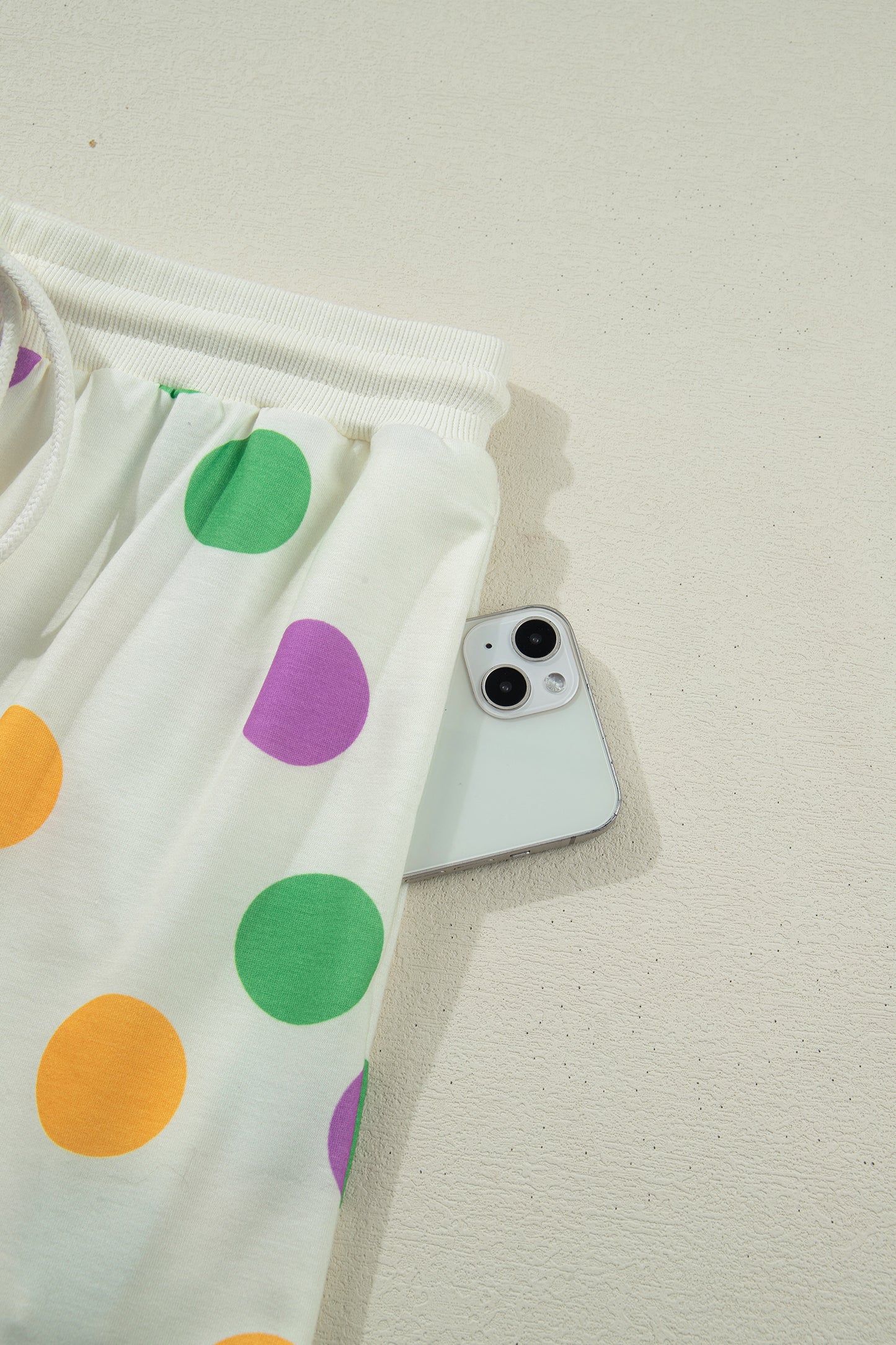 Polka Dot Pullover and Drawstring Shorts Set